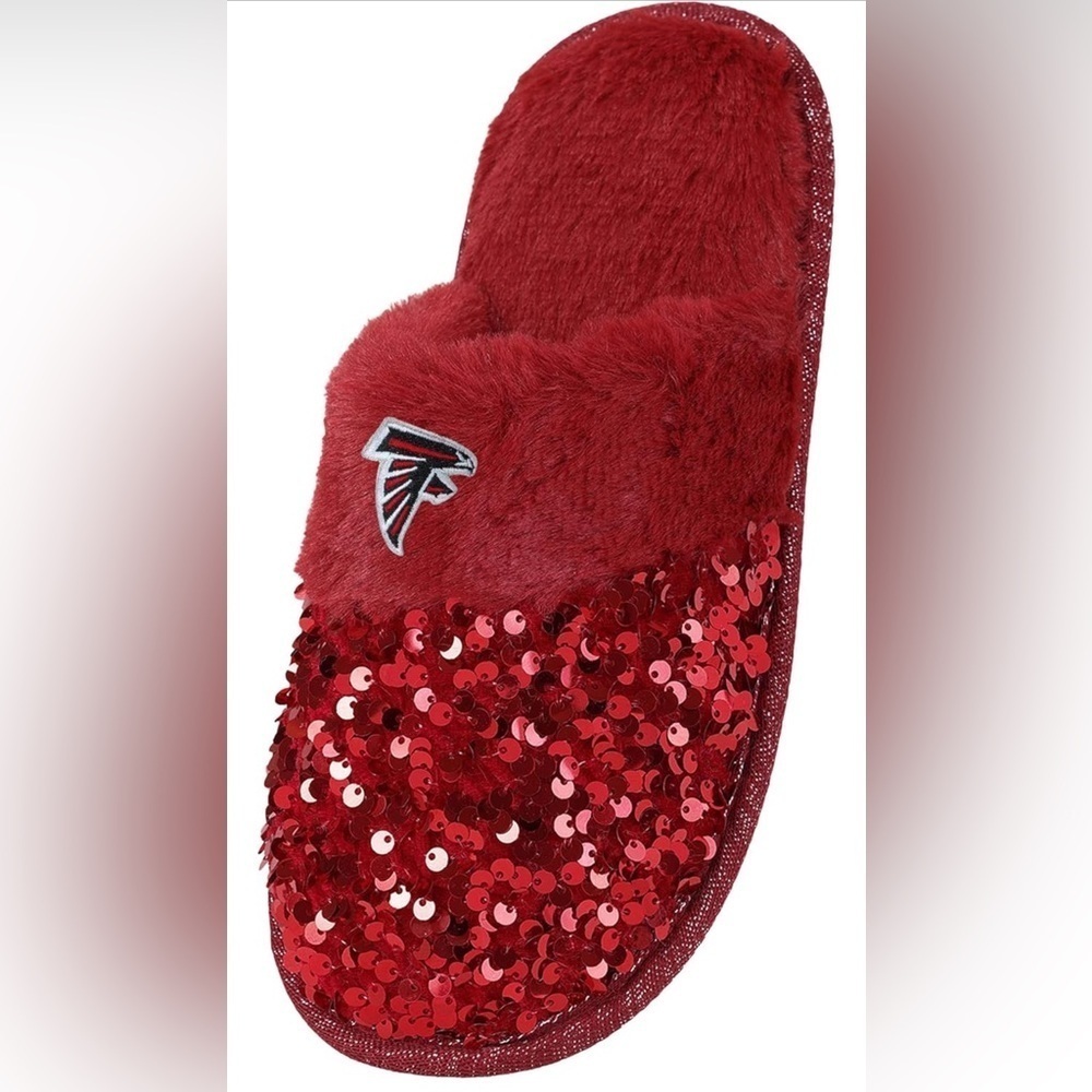 NWT- FOCO Women's NFL Atlanta Falcons  Sequin Fashion Slippers